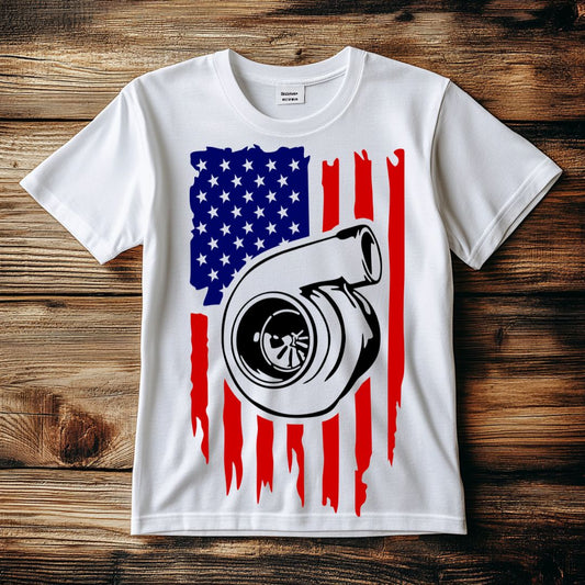 American flag Turbocharger shirt