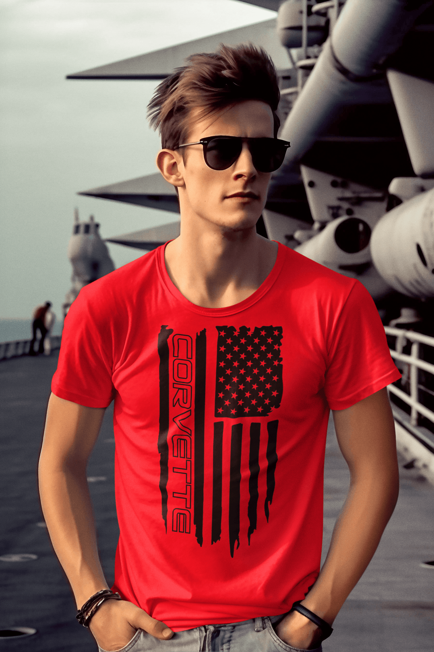 Corvette American flag T shirt. - Relax mode Apparel LLC